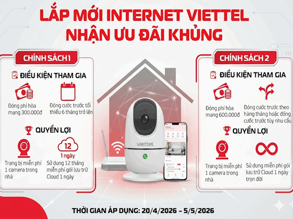 Hòa Mạng Mới Wifi Viettel Trang Bị Camera Miễn Phí