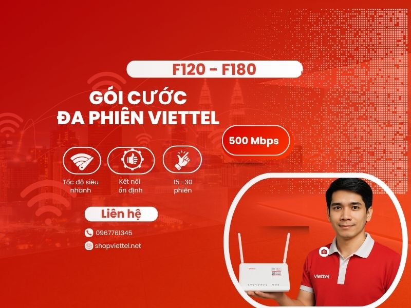 Gói cước đa phiên Viettel F120 và F180